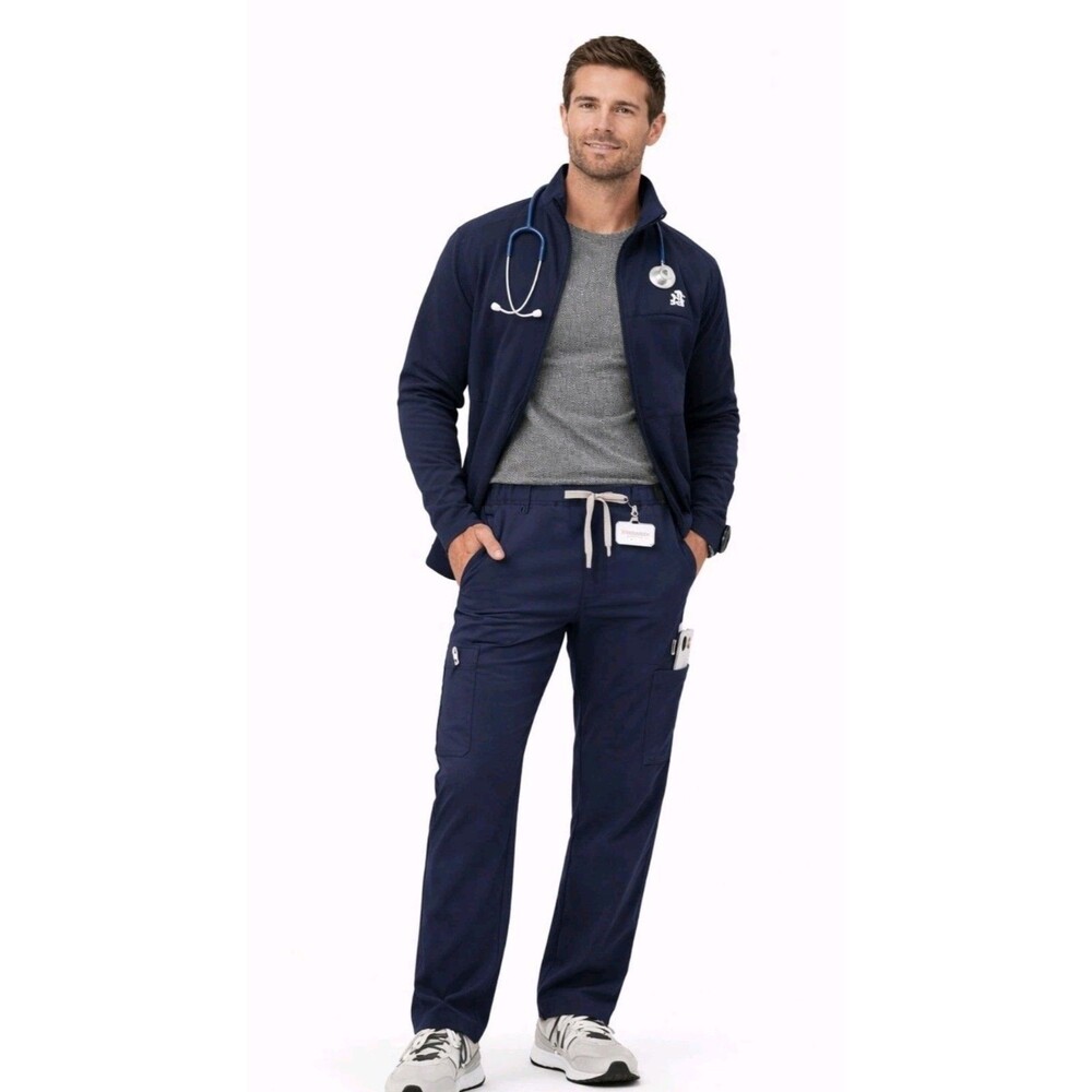 FIGS Cairo Cargo Scrub Pants Mens S Regular Navy 9 Pocket EUC